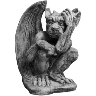 gartendekoparadies.de Gargoyle der Nachdenklich, Steinfigur, Grau, Frostsicher aus Steinguss für Außenbereich, H. 43 cm, 20 kg gartendekoparadies.de Gargoyle der Nachdenklich, Steinfigur, Grau, Frostsicher aus Steinguss für Außenbereich, H. 43 cm, 20 kg