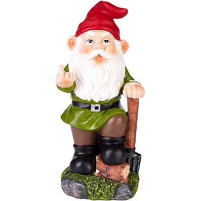 BRUBAKER Gartenzwerg Mittelfinger Frecher Zwerg mit Heugabel Gartenfigur Bauer Lustig Dekoration Wetterfest für Garten Campingplatz Gartendeko für außen 24 cm groß BRUBAKER Gartenzwerg Mittelfinger Frecher Zwerg mit Heugabel Gartenfigur Bauer Lustig Dekoration Wetterfest für Garten Campingplatz Gartendeko für außen 24 cm groß