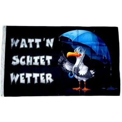 FahnenMax Fahne Flagge Watt´n Schietwetter Möwe 90 x 150 cm FahnenMax Fahne Flagge Watt´n Schietwetter Möwe 90 x 150 cm