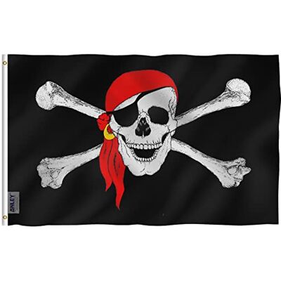 Anley Fly Breeze 3x5 Fuß Jolly Roger Flagge mit rotem Halstuch Lebendige Farbe und UV-beständig Canvas Header und doppelt genäht Piratenflaggen Polyester mit Messingösen 3 x 5 Ft Anley Fly Breeze 3x5 Fuß Jolly Roger Flagge mit rotem Halstuch Lebendige Farbe und UV-beständig Canvas Header und doppelt genäht Piratenflaggen Polyester mit Messingösen 3 x 5 Ft