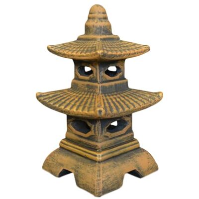 gartendekoparadies.de Japanische Pagode mit acht Fenstern exklusiv Steinlaterne, H. 40 cm, 11 kg, Gold, frostsicher aus Steinguss für Außenbereich gartendekoparadies.de Japanische Pagode mit acht Fenstern exklusiv Steinlaterne, H. 40 cm, 11 kg, Gold, frostsicher aus Steinguss für Außenbereich