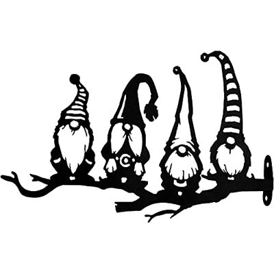 Alnicov Zwergen-Ausschnitt-Silhouette, bezaubernde Gartenzwerg-Silhouette aus Stahl, Baumdekoration für den Außenbereich, 4er-Set Alnicov Zwergen-Ausschnitt-Silhouette, bezaubernde Gartenzwerg-Silhouette aus Stahl, Baumdekoration für den Außenbereich, 4er-Set