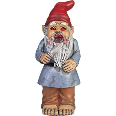 BRUBAKER Gartenzwerg Zombie Grusel Zwerg mit Messer und Blut Halloween Gartenfigur Lustig Dekoration Wetterfest für Garten Campingplatz Horror Gartendeko für außen 24 cm groß BRUBAKER Gartenzwerg Zombie Grusel Zwerg mit Messer und Blut Halloween Gartenfigur Lustig Dekoration Wetterfest für Garten Campingplatz Horror Gartendeko für außen 24 cm groß