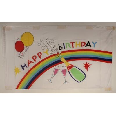 Buddel-Bini Versand Happy Birthday Flagge Großformat 250 x 150 cm wetterfest Fahne Buddel-Bini Versand Happy Birthday Flagge Großformat 250 x 150 cm wetterfest Fahne