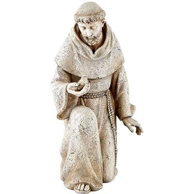 Avalon Gallery Gartenstatue – Heiliger Franziskus von Assisi Steinharz für drinnen und draußen, katholische Skulptur, 36,8 cm hoch, kniend mit Vogel Avalon Gallery Gartenstatue – Heiliger Franziskus von Assisi Steinharz für drinnen und draußen, katholische Skulptur, 36,8 cm hoch, kniend mit Vogel
