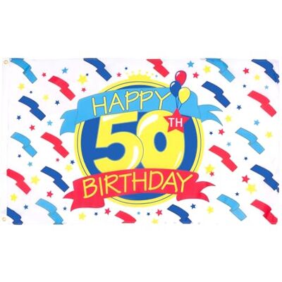 AZ FLAG Flagge Alles Gute Zum Geburtstag 50 Jahre 150x90 cm Happy 50Th Birthday Fahne 100% Polyester mit Messing-Ösen 110g AZ FLAG Flagge Alles Gute Zum Geburtstag 50 Jahre 150x90 cm Happy 50Th Birthday Fahne 100% Polyester mit Messing-Ösen 110g
