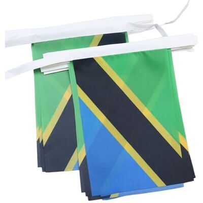 Az Flag Tansania Flaggen Girlande - 6M 20 Flaggen 15x21cm Az Flag Tansania Flaggen Girlande - 6M 20 Flaggen 15x21cm