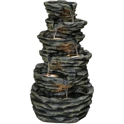 Dehner Gartenbrunnen Roccia, Outdoor-Brunnen, mit LED-Beleuchtung, solarfähig, ca.72x120x75 cm, Polyresin, grau Dehner Gartenbrunnen Roccia, Outdoor-Brunnen, mit LED-Beleuchtung, solarfähig, ca.72x120x75 cm, Polyresin, grau