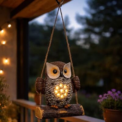 Spetebo Solar Gartenfigur Eule auf Schaukel zum Hängen 17 x 14 cm für Außen Solarlampe Dekofigur Tier Figur Statue Deko Lampe Garten Beleuchtung Spetebo Solar Gartenfigur Eule auf Schaukel zum Hängen 17 x 14 cm für Außen Solarlampe Dekofigur Tier Figur Statue Deko Lampe Garten Beleuchtung