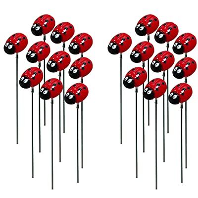 Woedpez Gartendekor Set mit 20 einzelnen Erdspießen Rote und schwarze dekorative, separate Akzente, koordinierte Präsentation gesamten Hof Woedpez Gartendekor Set mit 20 einzelnen Erdspießen Rote und schwarze dekorative, separate Akzente, koordinierte Präsentation gesamten Hof