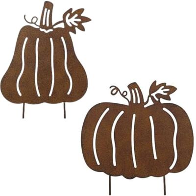 Storm Edelrost Gartenstecker Kürbis 2er Set Rost Metallkürbis Beetstecker für Herbstdeko und Halloween Dekokürbis Topfstecker für Hauseingang oder Balkon Storm Edelrost Gartenstecker Kürbis 2er Set Rost Metallkürbis Beetstecker für Herbstdeko und Halloween Dekokürbis Topfstecker für Hauseingang oder Balkon