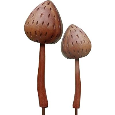 2 Magic Mushroom Gartenstecker Deko Pilze aus Holz von Hand geschnitzt 15 cm und 22 cm hoch 2 Magic Mushroom Gartenstecker Deko Pilze aus Holz von Hand geschnitzt 15 cm und 22 cm hoch