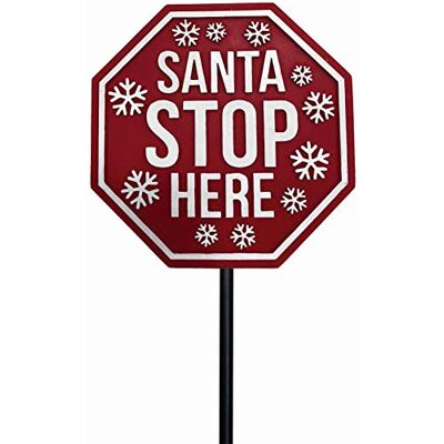 Spoontiques Santa Stop Here Gartenstecker – Gartendekoration – dekorativer Pfahl für Rasen und Hof – Mehrfarbig Spoontiques Santa Stop Here Gartenstecker – Gartendekoration – dekorativer Pfahl für Rasen und Hof – Mehrfarbig