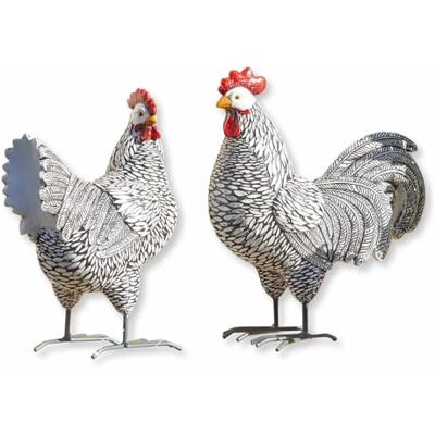 Loberon Deko-Huhn 2er Set Mannis, schwarz/weiß handbemalt, naturgetreu gestaltet, Zwei individuelle Designs, Gartendekoration, Tierfigur, Outdoor Deko, Polyresin Loberon Deko-Huhn 2er Set Mannis, schwarz/weiß handbemalt, naturgetreu gestaltet, Zwei individuelle Designs, Gartendekoration, Tierfigur, Outdoor Deko, Polyresin