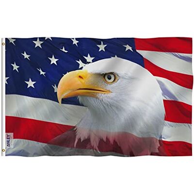 Anley Fliegenbrise 3x5 Fuß US Bald Eagle Dekorative Flagge Lebendige Farbe und UV-beständig Leinwand Kopfzeile und doppelt genäht Patriotische Bald Eagle Flaggen Polyester mit Messingösen Anley Fliegenbrise 3x5 Fuß US Bald Eagle Dekorative Flagge Lebendige Farbe und UV-beständig Leinwand Kopfzeile und doppelt genäht Patriotische Bald Eagle Flaggen Polyester mit Messingösen