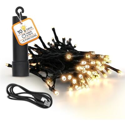 Spetebo Akku Lichterkette per USB aufladbar bis 10 Tage Leuchtdauer mit Timer 50 LED auf 3,7m Außen Dekolicht warm weiß mit 8 Funktionen Weihnachten Garten Pavillon Deko Beleuchtung wasserdicht Spetebo Akku Lichterkette per USB aufladbar bis 10 Tage Leuchtdauer mit Timer 50 LED auf 3,7m Außen Dekolicht warm weiß mit 8 Funktionen Weihnachten Garten Pavillon Deko Beleuchtung wasserdicht