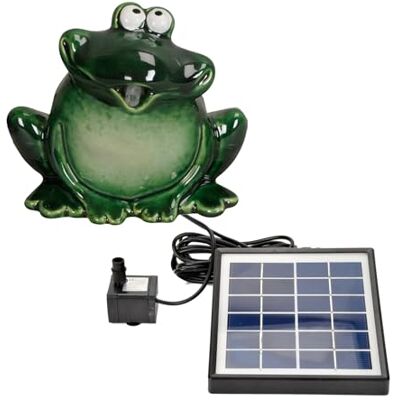Storm Wasserspeier Frosch Keramik mit Solarpumpe 12cm Storm Wasserspeier Frosch Keramik mit Solarpumpe 12cm