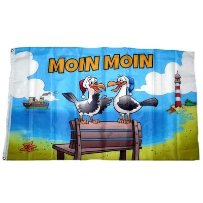 FahnenMax Fahne/Flagge Moin Moin Möwen Leuchtturm 90 x 150 cm FahnenMax Fahne/Flagge Moin Moin Möwen Leuchtturm 90 x 150 cm