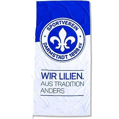 FBS Sportverein SV Darmstadt 98 Fahne Hissfahne Flagge mit Karabiner Wir Lilien 120x250cm Original Lizenzprodukt FBS Sportverein SV Darmstadt 98 Fahne Hissfahne Flagge mit Karabiner Wir Lilien 120x250cm Original Lizenzprodukt