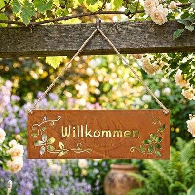 levandeo Schild Willkommen 25x9cm Metall Türschild Braun Rost Hängedeko Gartenschild Kordel Hängeschild Gartendekoration levandeo Schild Willkommen 25x9cm Metall Türschild Braun Rost Hängedeko Gartenschild Kordel Hängeschild Gartendekoration