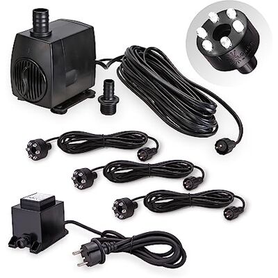 CLGarden Springbrunnen Pumpe SP3 Springbrunnenpumpe mit 3x LED Ring Beleuchtung 1300 Liter CLGarden Springbrunnen Pumpe SP3 Springbrunnenpumpe mit 3x LED Ring Beleuchtung 1300 Liter