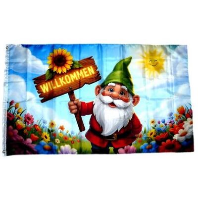 FahnenMax Fahne/Flagge Gartenzwerg Willkommen 90 x 150 cm FahnenMax Fahne/Flagge Gartenzwerg Willkommen 90 x 150 cm