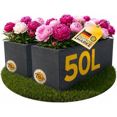 Ondis24 2X Pflanzkübel Vulkano, je 50L Pflanzvolumen, rechteckig, Blumenkasten mit Wasserspeicher, Balkon Terrasse, Blumenkübel, Doppelpack (Anthrazit) Ondis24 2X Pflanzkübel Vulkano, je 50L Pflanzvolumen, rechteckig, Blumenkasten mit Wasserspeicher, Balkon Terrasse, Blumenkübel, Doppelpack (Anthrazit)