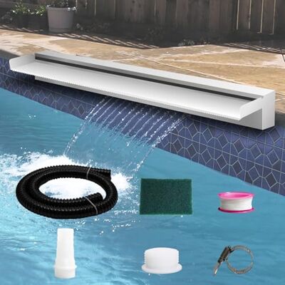 Weejian Pool Brunnen Edelstahl Teich Wasserfall Spillway Kits für Innen-/Außendekorativ, 90x20x10cm Pool Wasser Feature für Garten Patio, Hinterhof Koi Teich Dekor (kein LED-Licht) Weejian Pool Brunnen Edelstahl Teich Wasserfall Spillway Kits für Innen-/Außendekorativ, 90x20x10cm Pool Wasser Feature für Garten Patio, Hinterhof Koi Teich Dekor (kein LED-Licht)