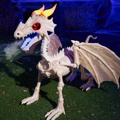 JOYIN Drachen Skelett Halloween Deko, 23,6 Zoll Brüllender Nebel Sprühender Drache mit Flügeln, LED, Bewegliche Gelenke, Sound Motion Aktiviert Tierskelett Animatronic für Spukhaus (Batteriebetrieben) JOYIN Drachen Skelett Halloween Deko, 23,6 Zoll Brüllender Nebel Sprühender Drache mit Flügeln, LED, Bewegliche Gelenke, Sound Motion Aktiviert Tierskelett Animatronic für Spukhaus (Batteriebetrieben)