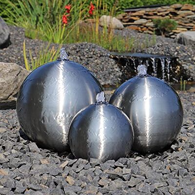 CLGarden Gartenbrunnen Kugelspringbrunnen mit 3 x Kugel aus Edelstahl LED Licht Wasserbrunnen Wasserspiel für Außenbereich Komplettset Edelstahlbrunnen 12V AC CLGarden Gartenbrunnen Kugelspringbrunnen mit 3 x Kugel aus Edelstahl LED Licht Wasserbrunnen Wasserspiel für Außenbereich Komplettset Edelstahlbrunnen 12V AC