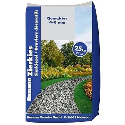 Hamann Mercatus GmbH Quarzkies 4-8 mm 25kg Wasserdurchlässig & verdichtungsarm Pflegeleicht & langlebig Garten Deko Weg Einfahrt Frost- & witterungsbeständig Hamann Mercatus GmbH Quarzkies 4-8 mm 25kg Wasserdurchlässig & verdichtungsarm Pflegeleicht & langlebig Garten Deko Weg Einfahrt Frost- & witterungsbeständig