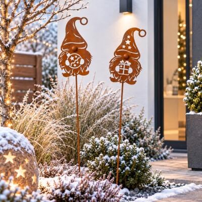 Terma Stahldesign Rost Winterzwerg 105 cm Weihnachts Wichtel zweier Set Gartenstecker Outdoor rost deko Weihnachten stecker winterdeko draußen blumenstecker Terma Stahldesign Rost Winterzwerg 105 cm Weihnachts Wichtel zweier Set Gartenstecker Outdoor rost deko Weihnachten stecker winterdeko draußen blumenstecker