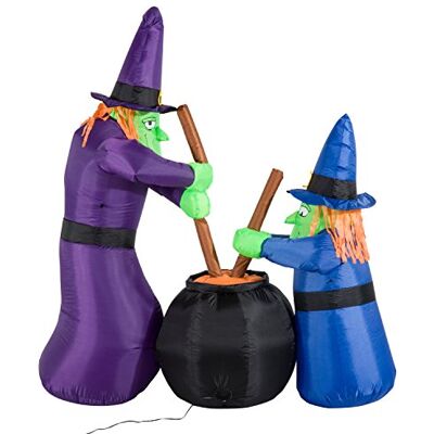 HOMCOM Aufblasbare Hexen Hexenkessel Figur Luftfigu 170x60x180cm Halloween Deko Figur, mit LED Beleuchtung, Polyester HOMCOM Aufblasbare Hexen Hexenkessel Figur Luftfigu 170x60x180cm Halloween Deko Figur, mit LED Beleuchtung, Polyester