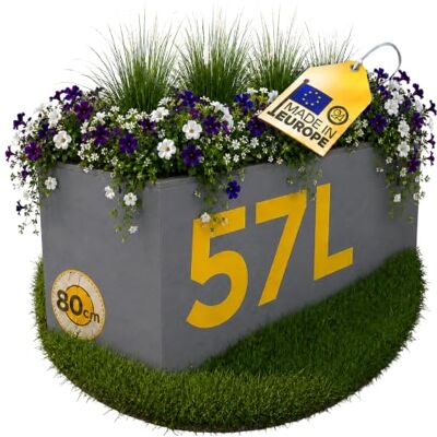 Ondis24 Pflanzkübel Vulkan, 57L Pflanzvolumen, rechteckig, Blumenkasten mit Wasserspeicher, Balkon Terrasse, Blumenkübel (Hellgrau) Ondis24 Pflanzkübel Vulkan, 57L Pflanzvolumen, rechteckig, Blumenkasten mit Wasserspeicher, Balkon Terrasse, Blumenkübel (Hellgrau)