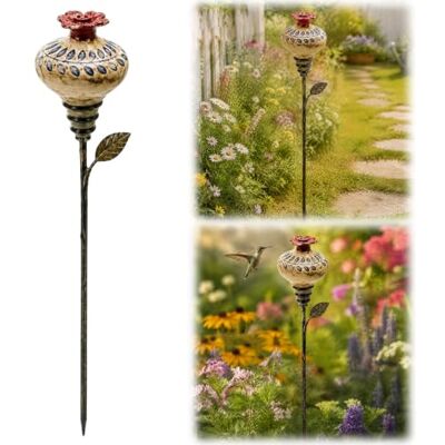 Generic Vintage Keramik Kolibri Futterspender Pfahl, Blumenform Nektar Outdoor‑Kolibri‑Fütterstation, Garten Hof Terrasse, Geschenk Vogelliebhaber, Stabiler Metall‑Gartenpfahl Generic Vintage Keramik Kolibri Futterspender Pfahl, Blumenform Nektar Outdoor‑Kolibri‑Fütterstation, Garten Hof Terrasse, Geschenk Vogelliebhaber, Stabiler Metall‑Gartenpfahl