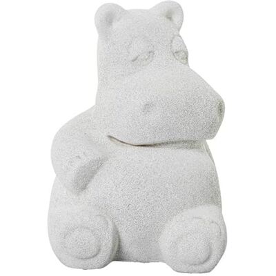 DRW Figur eines Nilpferds sitzend aus Keramik in Sandgrau, 23 x 17 x 16 cm DRW Figur eines Nilpferds sitzend aus Keramik in Sandgrau, 23 x 17 x 16 cm