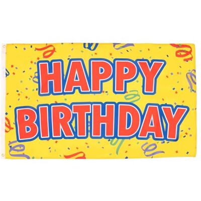 AZ FLAG Flagge Alles Gute Zum Geburtstag Gelb 150x90 cm Happy Birthday Fahne 100% Polyester mit Messing-Ösen 110g AZ FLAG Flagge Alles Gute Zum Geburtstag Gelb 150x90 cm Happy Birthday Fahne 100% Polyester mit Messing-Ösen 110g