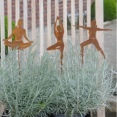 Storm Yoga Beetstecker 3er Set, Yoga Figuren Dekoration Gartenstecker 3er Set 30cm in Rostoptik für Balkon oder Terrasse Storm Yoga Beetstecker 3er Set, Yoga Figuren Dekoration Gartenstecker 3er Set 30cm in Rostoptik für Balkon oder Terrasse