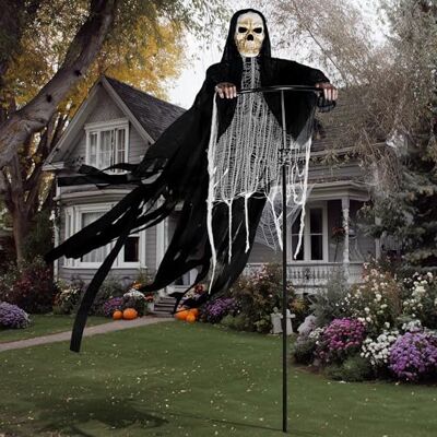 JOYIN Halloween Sensenmann Dekoration 180CM, drehbare Fliegende Schrei-Vogelscheuche, Skelett-Geister-Dekoration für Außen, geeignet für Frihof, Spukhaus, Garten, Veranda, Rasen JOYIN Halloween Sensenmann Dekoration 180CM, drehbare Fliegende Schrei-Vogelscheuche, Skelett-Geister-Dekoration für Außen, geeignet für Frihof, Spukhaus, Garten, Veranda, Rasen