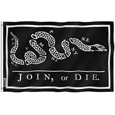 Anley Fliegenbrise 3x5 Fuß Schwarz Join Or Die Flagge Lebendige Farbe und UV-beständig Canvas Header und doppelt genäht Klapperschlangenflaggen Polyester mit Messingösen Anley Fliegenbrise 3x5 Fuß Schwarz Join Or Die Flagge Lebendige Farbe und UV-beständig Canvas Header und doppelt genäht Klapperschlangenflaggen Polyester mit Messingösen