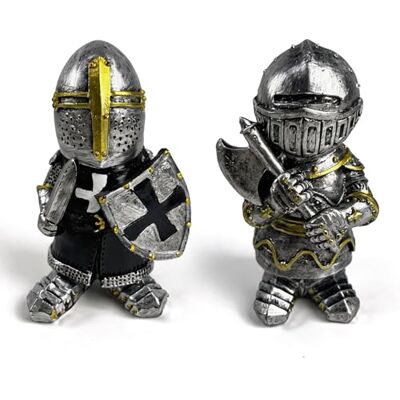 LIULINY 12.5cm Gothic Ritter Wächter Zwerg, Mini Gartenzwerge Ritter Figur Mittelalterlicher Europäischer Kreuzritter Dekoration, Wasserdicht Harz Ornament für Hof Rasen Garten Dkorationene (B) LIULINY 12.5cm Gothic Ritter Wächter Zwerg, Mini Gartenzwerge Ritter Figur Mittelalterlicher Europäischer Kreuzritter Dekoration, Wasserdicht Harz Ornament für Hof Rasen Garten Dkorationene (B)
