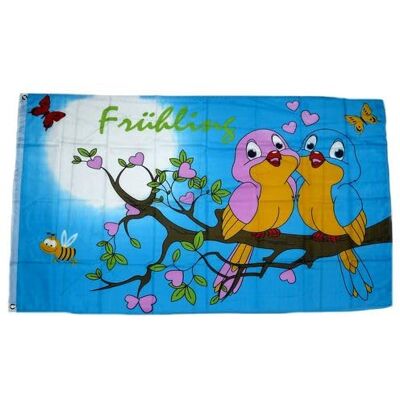 FahnenMax Fahne Flagge Frühling Vögel Zweig 90 x 150 cm FahnenMax Fahne Flagge Frühling Vögel Zweig 90 x 150 cm