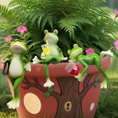 Tbintul 3 Stück Garten Deko Frosch Figuren, Frosch Figur Gartendeko Für Draußen, Blumentopf Hänger Frösche Deko, Gartenfigur Gartendekoration, Frösche Gartenfiguren Harz Statue für Blumentopf Hof Tbintul 3 Stück Garten Deko Frosch Figuren, Frosch Figur Gartendeko Für Draußen, Blumentopf Hänger Frösche Deko, Gartenfigur Gartendekoration, Frösche Gartenfiguren Harz Statue für Blumentopf Hof