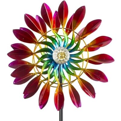 Geschenkestadl Buntes Windrad aus Metall mit Gartenstecker 160 cm Garten Dekoration Geschenkestadl Buntes Windrad aus Metall mit Gartenstecker 160 cm Garten Dekoration