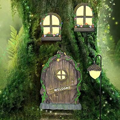 Angelkiss Feentür Set aus Harz – Leuchtende Wichteltür im Dunkeln, Mystische Elfentür mit Fenster, Laterne & Zubehör für Garten, Baum & Innendekoration. Angelkiss Feentür Set aus Harz – Leuchtende Wichteltür im Dunkeln, Mystische Elfentür mit Fenster, Laterne & Zubehör für Garten, Baum & Innendekoration.
