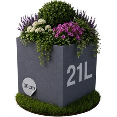 Ondis24 Pflanzkübel Vulkan, 21L Pflanzvolumen, quadratisch, Blumenkasten mit Wasserspeicher, Balkon Outdoor, Blumenkübel (Anthrazit) Ondis24 Pflanzkübel Vulkan, 21L Pflanzvolumen, quadratisch, Blumenkasten mit Wasserspeicher, Balkon Outdoor, Blumenkübel (Anthrazit)