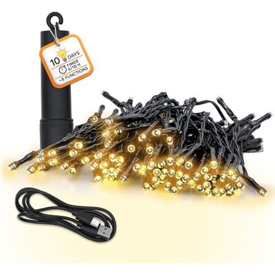 Spetebo Akku Lichterkette per USB aufladbar bis 10 Tage Leuchtdauer mit Timer 200 LED auf 15m Außen Dekolicht warm weiß mit 8 Funktionen Weihnachten Garten Pavillon Deko Beleuchtung wasserdicht Spetebo Akku Lichterkette per USB aufladbar bis 10 Tage Leuchtdauer mit Timer 200 LED auf 15m Außen Dekolicht warm weiß mit 8 Funktionen Weihnachten Garten Pavillon Deko Beleuchtung wasserdicht