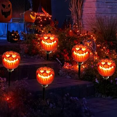 JOYIN Halloween-Jack-O-Laterne, Wegemarkierungen, Dekoration, 3 Stück 38,1 cm LED-Kürbislaternenpfähle für Halloween, Hof, Rasen, Gartendekoration, Spukhaus-Requisiten, Halloween-Party-Dekoration JOYIN Halloween-Jack-O-Laterne, Wegemarkierungen, Dekoration, 3 Stück 38,1 cm LED-Kürbislaternenpfähle für Halloween, Hof, Rasen, Gartendekoration, Spukhaus-Requisiten, Halloween-Party-Dekoration