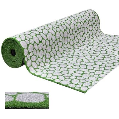 Emmevi Kunstrasen mit Steineffekt, Teppich für Boden, Kunstrasen, Kieselsteine, 2 x 4 m Emmevi Kunstrasen mit Steineffekt, Teppich für Boden, Kunstrasen, Kieselsteine, 2 x 4 m
