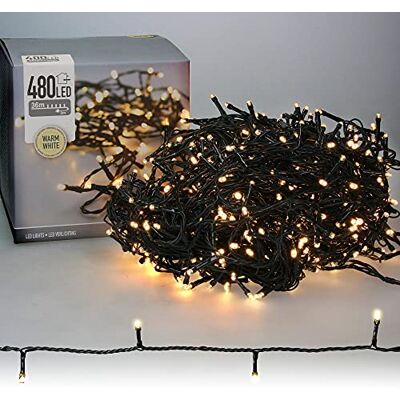 ECD Germany LED Lichterkette für Weihnachten mit 480 LEDs, 36m, Warmweiß, für den Innen- und Außenbereich IP44, Weihnachtsbeleuchtung Weihnachtslichterkette für Weihnachtsbaum, Kette auf Grünem Kabel ECD Germany LED Lichterkette für Weihnachten mit 480 LEDs, 36m, Warmweiß, für den Innen- und Außenbereich IP44, Weihnachtsbeleuchtung Weihnachtslichterkette für Weihnachtsbaum, Kette auf Grünem Kabel